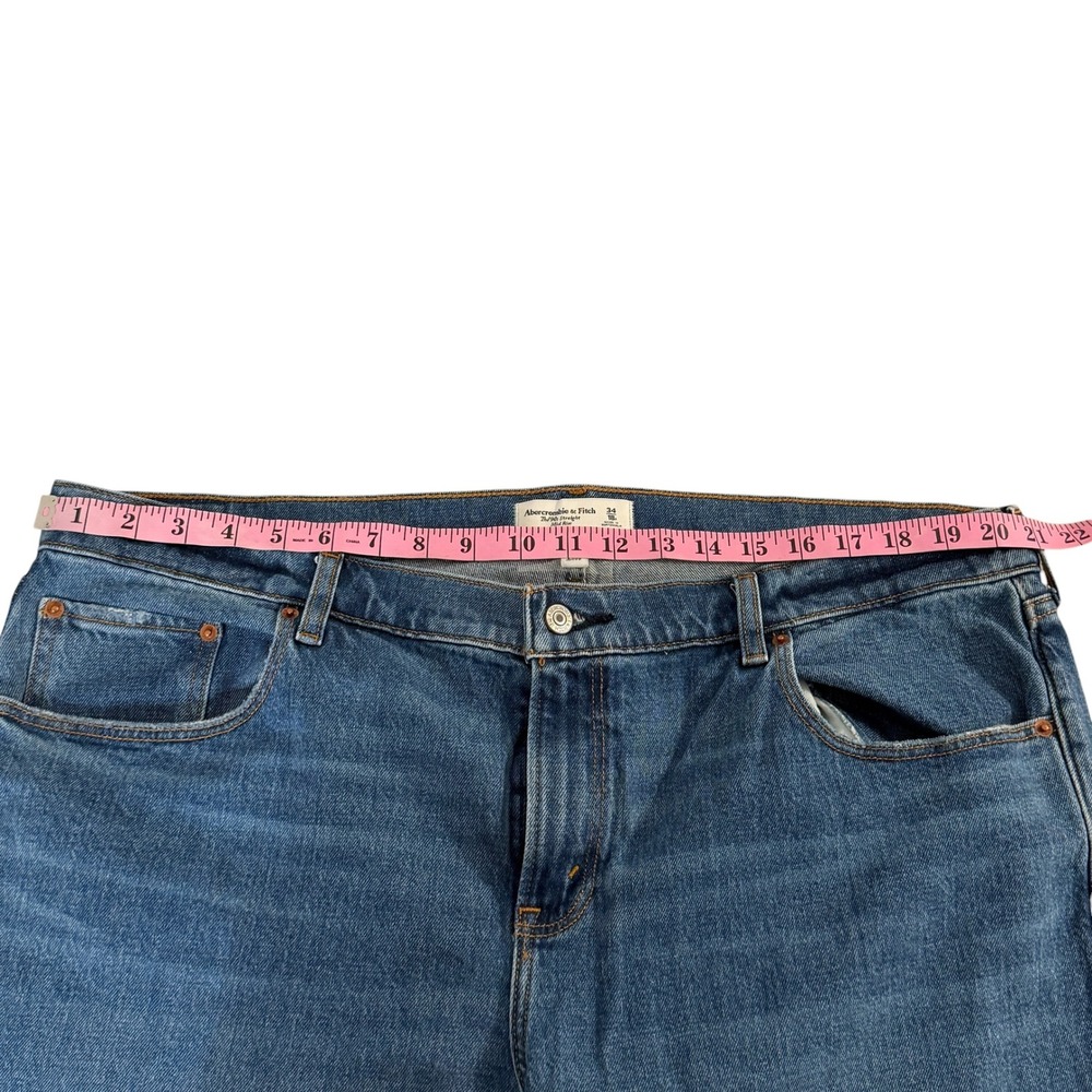 Abercrombie & Fitch Curve Love The 90s Straight Mid Rise Jeans Blue 34 18R Denim - Picture 7 of 11